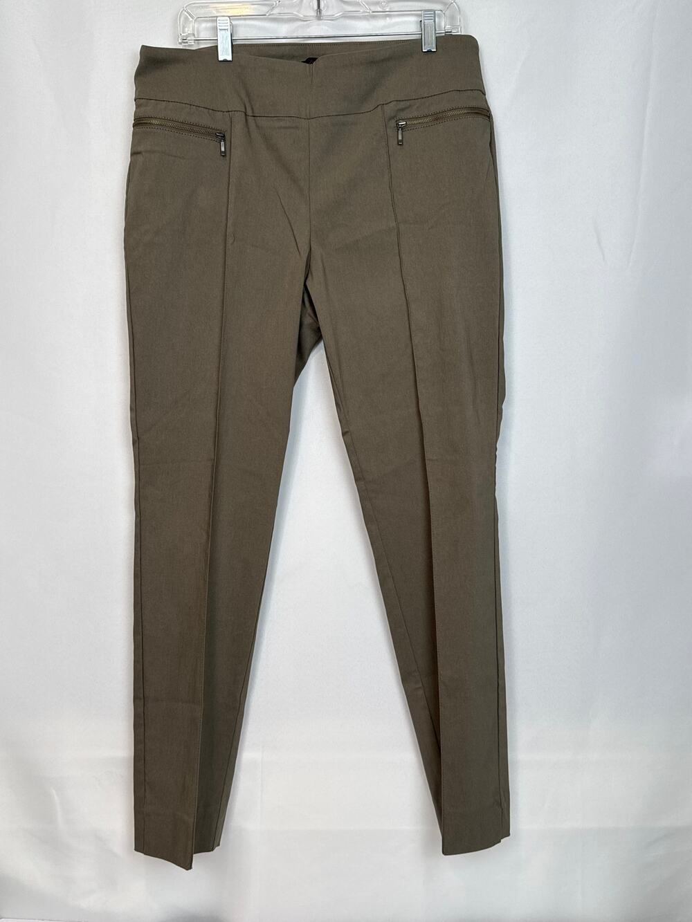 Renuar Olive Taupe Skinny Ankle Pants Zip Pockets Pull-On Women's EUC No Tag